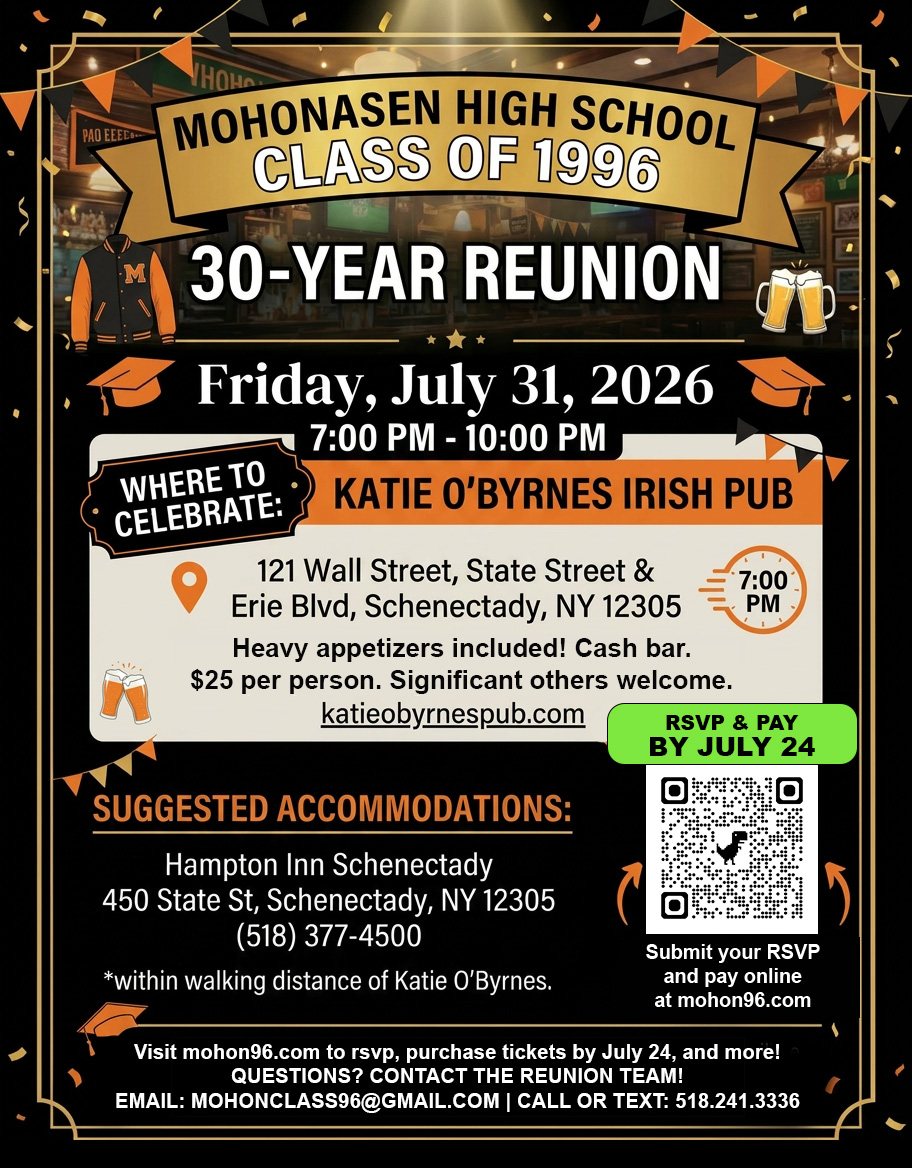 Mohonasen Class of 1996 — 30-Year Reunion Invitation